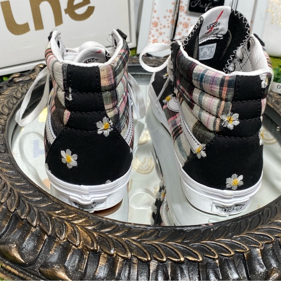 Vans Black and Pink Plaid High-Top Sneakers - Picture 8 of 15